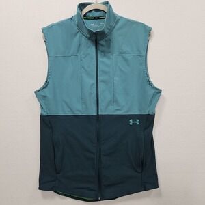Under Armour UA Vanish Hybrid Vest Jacket Mens L Green‎ Fitted Zip Stand Up Neck